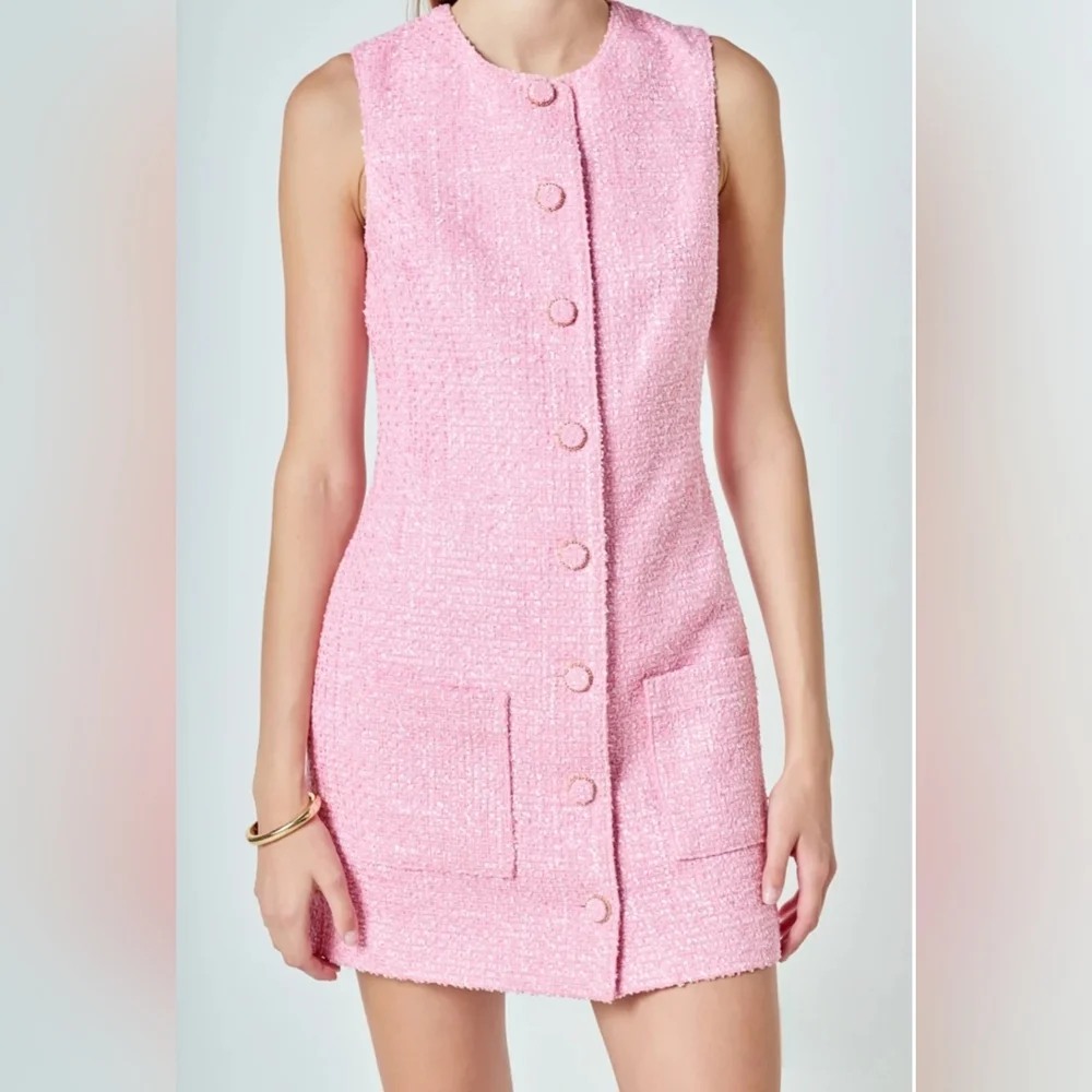 NWOT Endless Rose Tweed Mini Dress - Picture 2 of 9